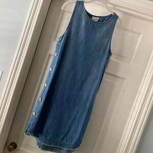 Universal Thread Blue Sleeveless Denim Button-Accent Shift Dress